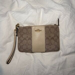 Coach Tan and Cream Wristlet